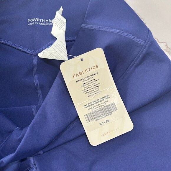 Fabletics | Women's Kessler II High Waisted Strappy 7/8 Workout Leggings Blue L - Picture 11 of 15